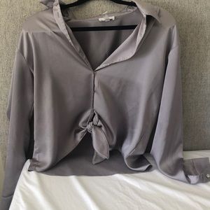 Satin long sleeve top